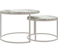 Журнальный стол Desk Question лофт DQ №1 Duae столешница белый мрамор, корпус белый, диаметр 605/475 мм, высота 420/320 мм 10164