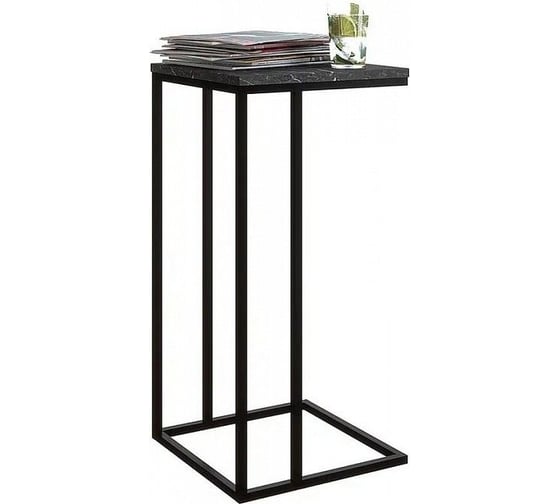 Стол Desk Question лофт DQ Nabag черный мрамор, корпус черный, 350х350х710 мм 10155