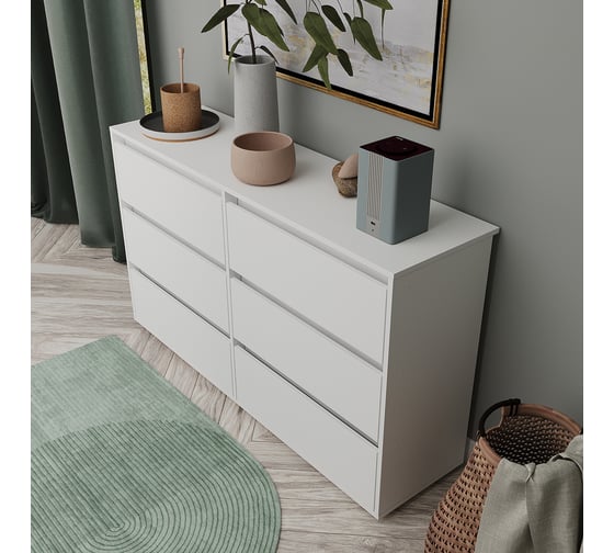 Комод Letta City New 6 ящиков Белое тиснение 1400x827x394 мм L3750