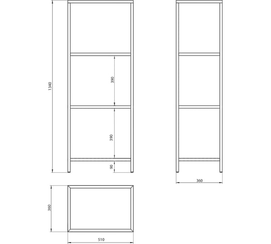 Стеллаж ТДВ Лофт-5 510x1340x360 дуб крафт серый 1801074