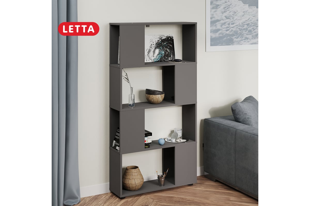 Стеллаж Letta Estet Plus Серый графит, 730x1425x220 L3756.09/01 ...