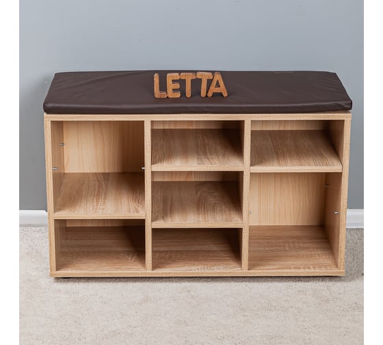 Тумба для обуви Letta Дуб сонома/Кожзам коричневый 786x500x295 мм L2461