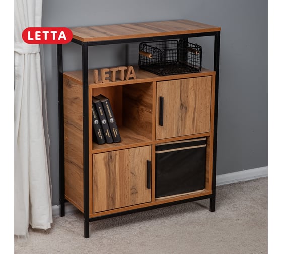 Шкаф-комод Letta Frame Дуб вотан, черный металл 700x910x300 мм LMK02221