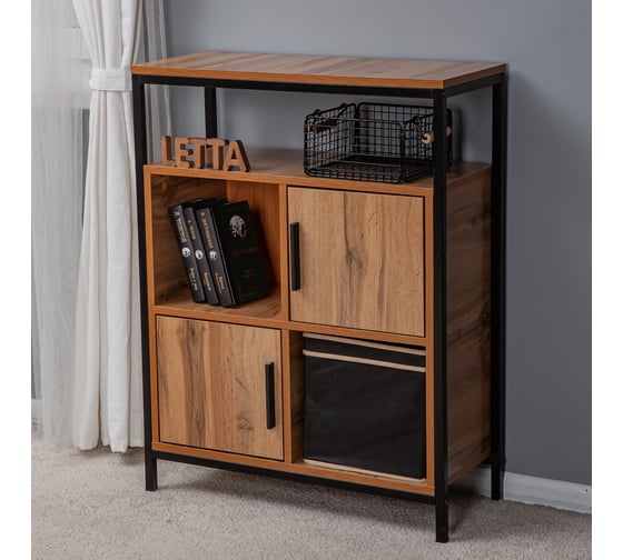 Шкаф-комод Letta Frame Дуб вотан, черный металл 700x910x300 мм LMK02221