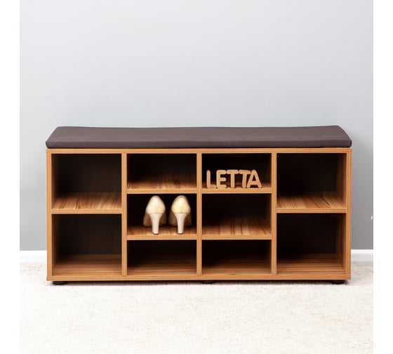 Тумба для обуви Letta Дуб крафт золотой/Кожзам коричневый 1042x500x295 мм L2640