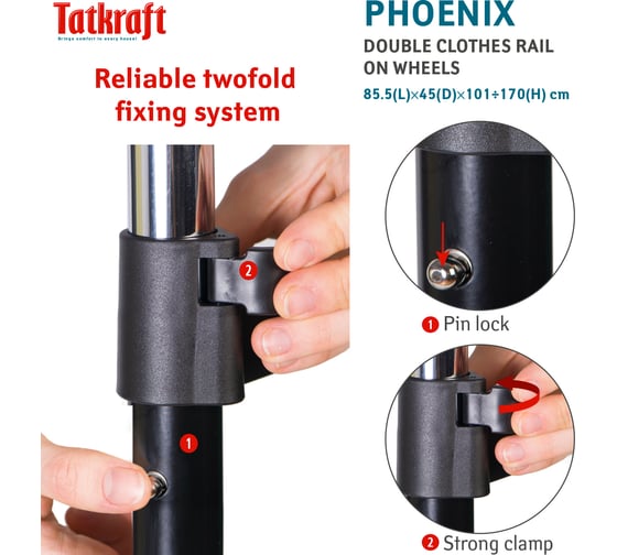 Двойная стойка для одежды Tatkraft PHOENIX 13049