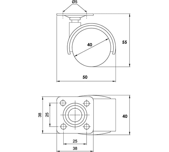 Опорное колесо Fit d40 EX 06.301.040 BK