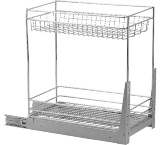 Корзина Amix 15 хром II-полки + направляющие WR-15II/S 1