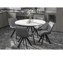 Стол Столбург ЛОКИ D-1200(+380) EGGER: Белый - Царговый пояс: Черный 4657796986054