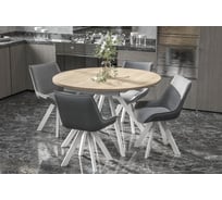 Стол Столбург ЛОКИ D-1200(+380) EGGER: Дуб Галифакс Белый - Царговый пояс: Белый 4657808230854