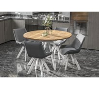 Стол Столбург ЛОКИ D-1200(+380) EGGER: Дуб Галифакс Натуральный - Царговый пояс: Белый 4657811522991