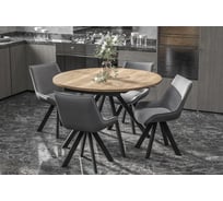 Стол Столбург ЛОКИ D-1200(+380) EGGER: Дуб Галифакс Натуральный - Царговый пояс: Черный 4657808239147