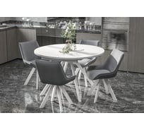 Стол Столбург ЛОКИ D-1200(+380) EGGER: Белый - Царговый пояс: Белый 4657811520911