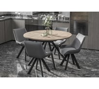 Стол Столбург ЛОКИ D-1200(+380) Премиум: Дуб текстурный - Царговый пояс: Черный 4657796986146