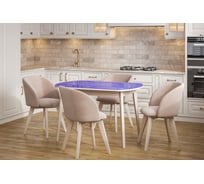 Стол Столбург ПГ 02 СТ ЛДСП: Дуб молочный - Стекло темно-синее 4656758997862