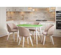 Стол Столбург ПГ 01 СТ ЛДСП: Белое - Стекло зелёное 4627194506321