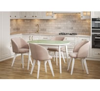 Стол Столбург ПГ 02 СТ ЛДСП: Белое - Стекло фисташка 4627194515705