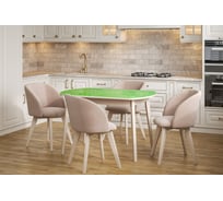 Стол Столбург ПГ 02 СТ ЛДСП: Дуб молочный - Стекло зелёное 4627194516580