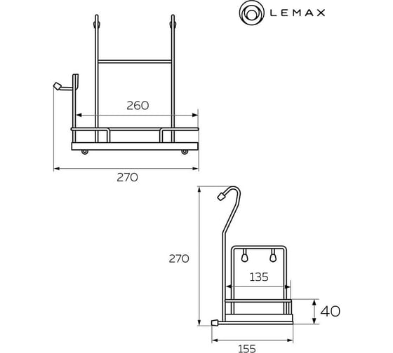 Полка для миксера Lemax длина 270 мм, ширина 155 мм, высота 270 мм, хром YJ-G211