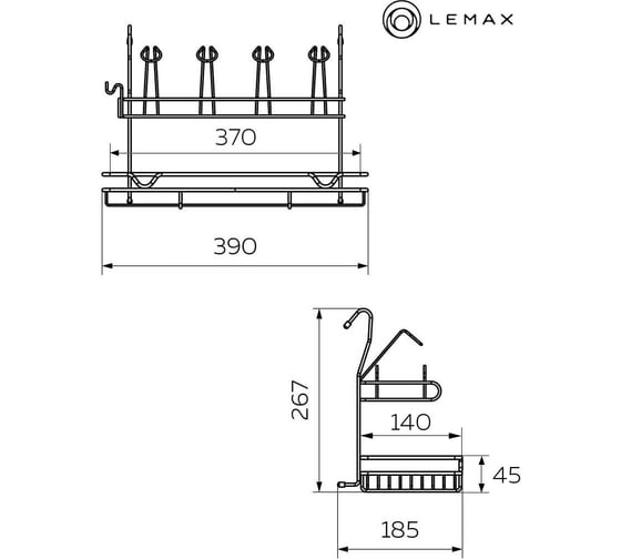 Комбинированная полка Lemax, длина 390 мм, ширина 185 мм, высота 265 мм, хром MX-420
