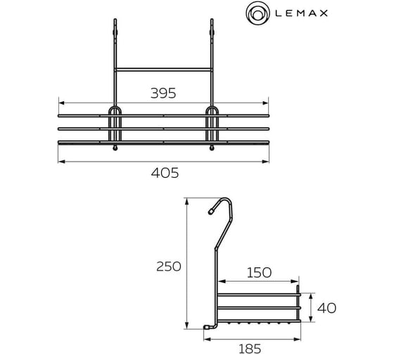Овальная полка Lemax д.400 мм, ш. 185 мм, в. 250 мм, хром LE 560