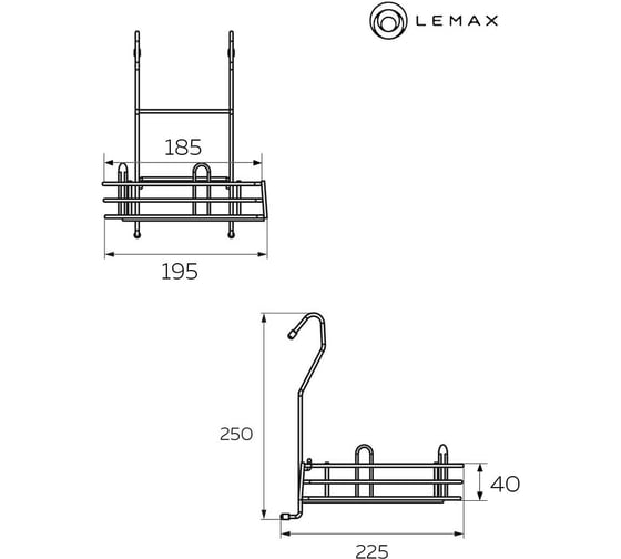 Угловая малая полка Lemax тип-2, длина 270 мм, ширина 195 мм, высота 60 мм, хром LE 550