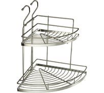 Угловая двухъярусная полка Lemax mix большая, длина 320 мм, ширина 350 мм, высота 440 мм, хром YJ-G209