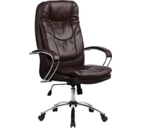 Офисное кресло МЕТТА "LK-11CH", кожа, хром, коричневое 531502