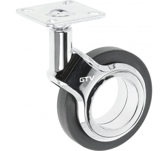 Мебельное колесо GTV GIRA диаметр 75 мм, черное + хром, без стопора KM-GIRA-75MM-BH-20 1