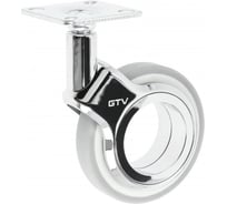 Мебельное колесо GTV GIRA диаметр 75 мм, серое + хром, без стопора KM-GIRA-75MM-BH-19
