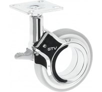 Мебельное колесо GTV GIRA диаметр 75 мм, серое + хром, со стопором KM-GIRA-75MM-ZH-19