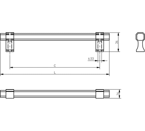 Ручка GTV IMPERIAL 256 мм, черный матовый UZ-IMPERIAL-256-20M