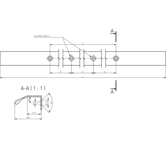 Мебельная алюминиевая ручка GTV TREX CROSS 320/350 черный матовый UA-TREX-CROSS-320-20M