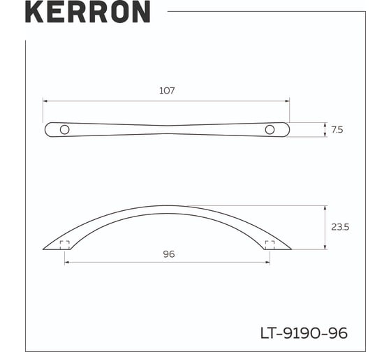 Ручка-скоба KERRON 96 мм, Д110 Ш12 В27, хром LT-9190-96