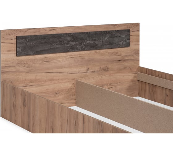 Кровать Woodville Taika 160x200, дуб золотой / камень темный 499623