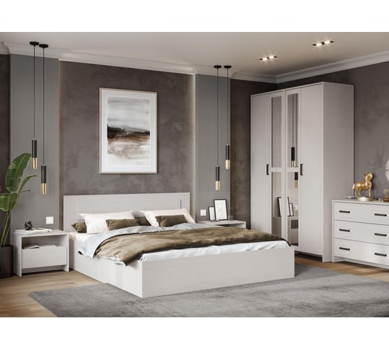 Кровать Woodville Taika 160x200, ясень анкор светлый 539300