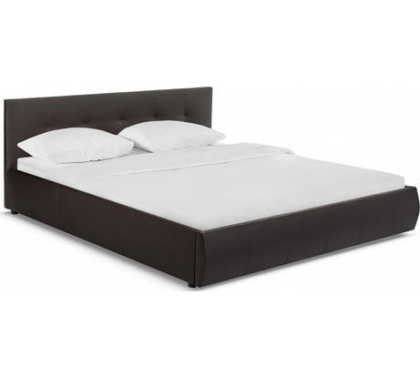 Кровать Woodville Афродита 180x200 см, с ПМ, эко кожа коричневая 353602