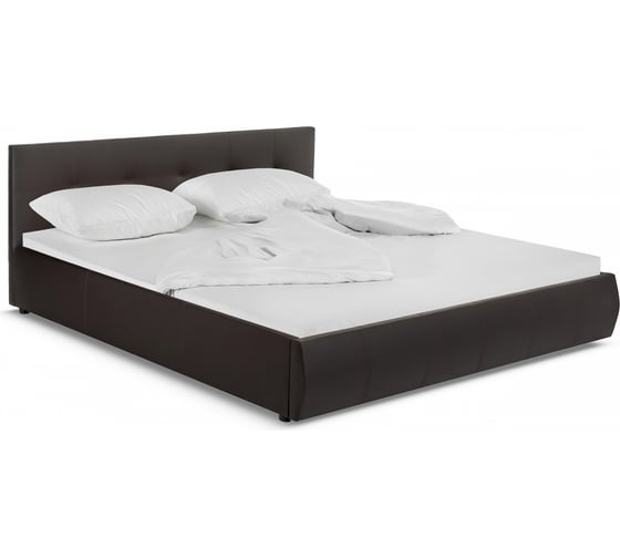 Кровать Woodville Афродита 180x200 см, с ПМ, эко кожа коричневая 353602