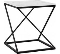 Стол журнальный Desk Question лофт DQ Teaser Nut 50x50 белый мрамор, черный 500x500x532 117874