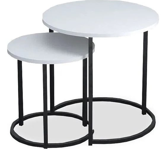 Стол журнальный Desk Question Лофт DQ Ranod Белый черный 500x500x500, 370x370x384 218130 1