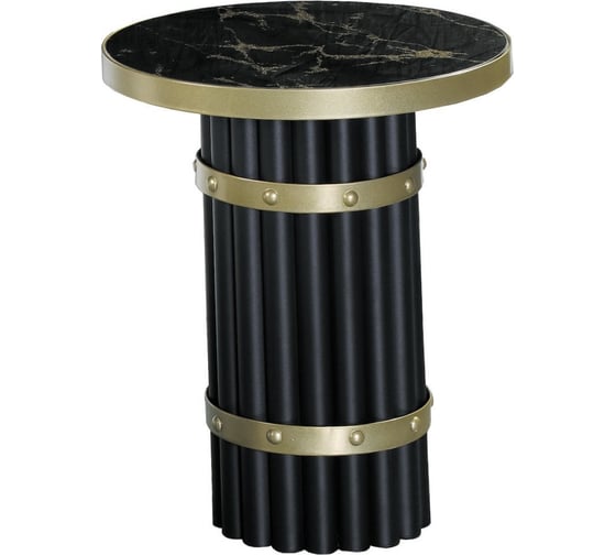 Столик журнальный круглый Maison de Plush Marbre noir черный мрамор M 19T005A 1
