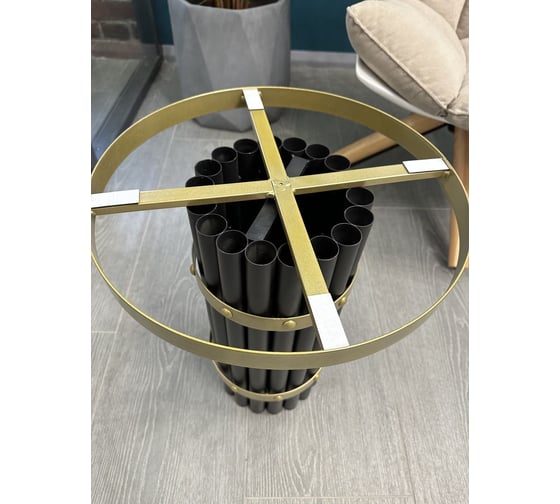 Столик журнальный круглый Maison de Plush Marbre noir черный мрамор M 19T005A