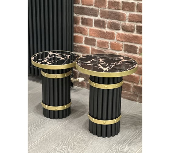 Столик журнальный круглый Maison de Plush Marbre noir черный мрамор M 19T005A