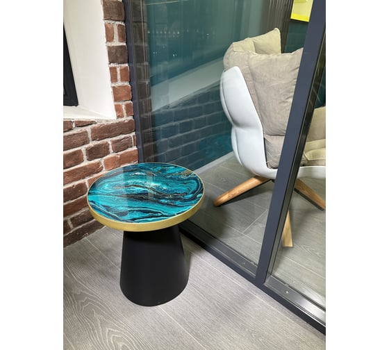 Столик журнальный круглый Maison de Plush Mer verte зеленое море 19T007