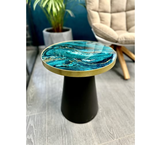 Столик журнальный круглый Maison de Plush Mer verte зеленое море 19T007