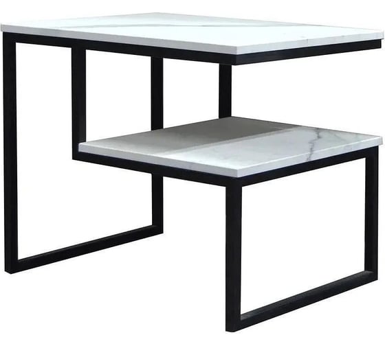 Стол журнальный Desk Question лофт DQ Shelf Fir белый мрамор, черный 600x450x516 217957