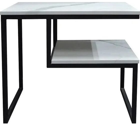 Стол журнальный Desk Question лофт DQ Shelf Fir белый мрамор, черный 600x450x516 217957