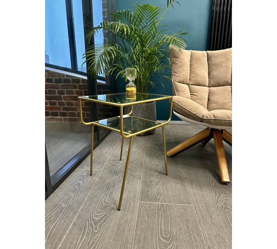 Столик круглый Maison de Plush Verre d'or золотое стекло QS5020A
