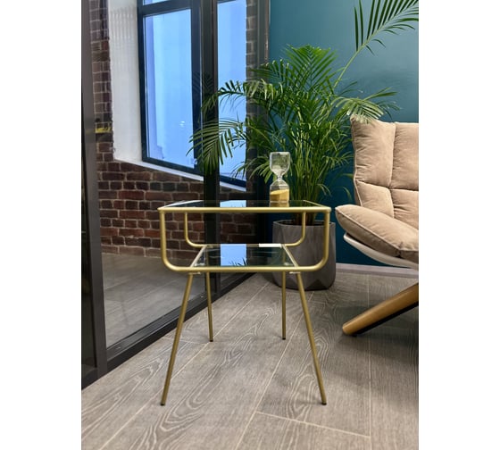 Столик круглый Maison de Plush Verre d'or золотое стекло QS5020A
