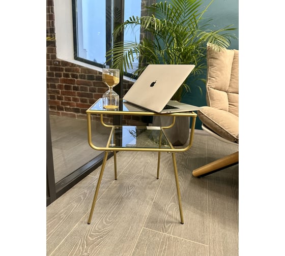 Столик круглый Maison de Plush Verre d'or золотое стекло QS5020A